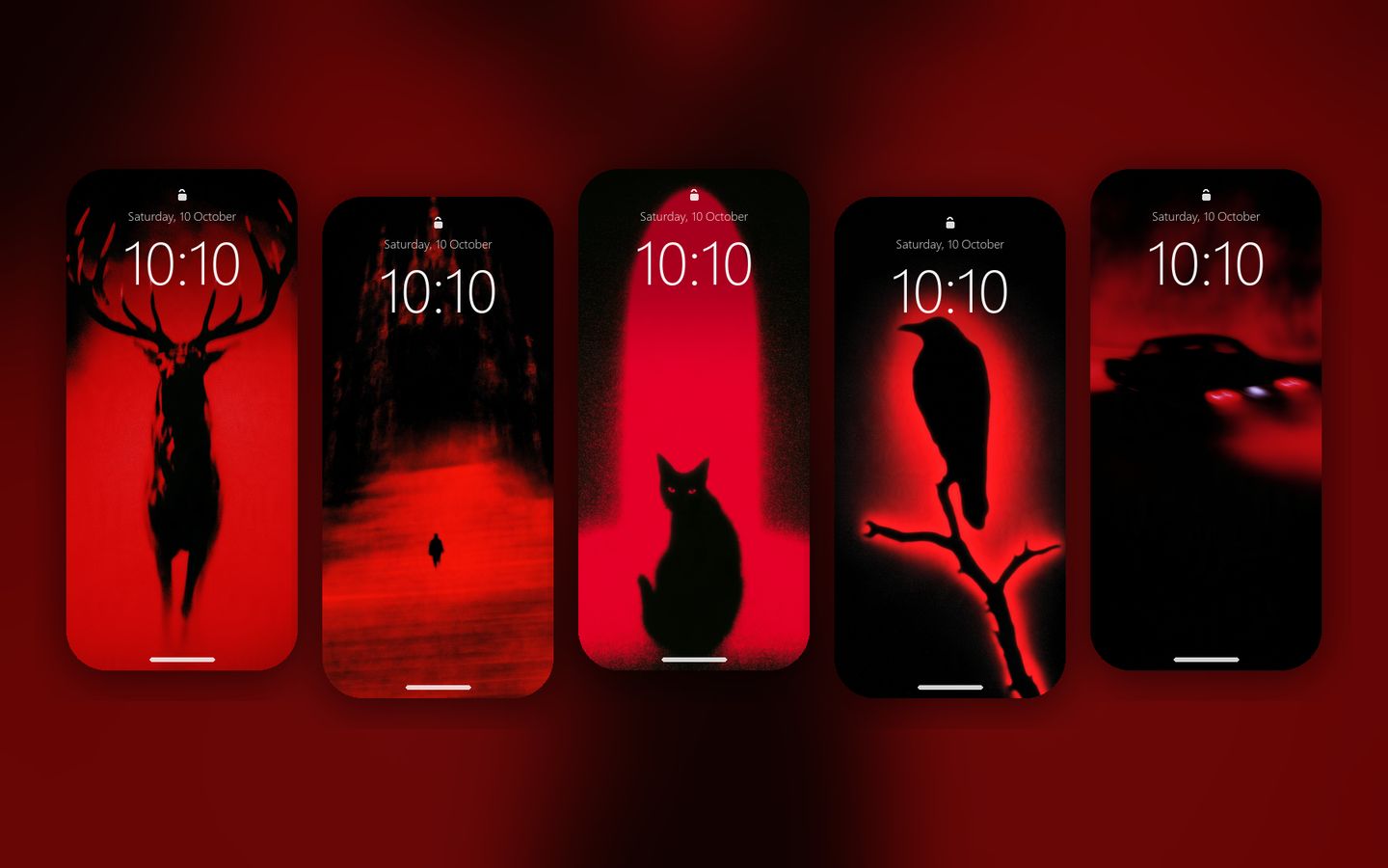 Rouge Wallpaper Pack on five phone lock screens